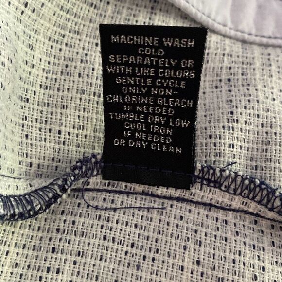 Catherine Malindrino tweed blazer jacket women’s size medium navy blue cream but - Picture 10 of 13